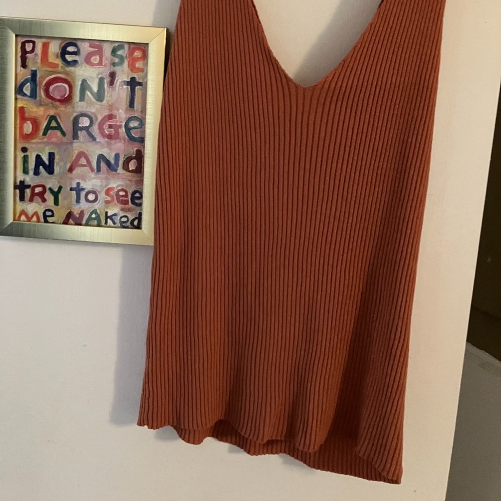 Sweet rain ribbed tank top, burnt orange, size medium